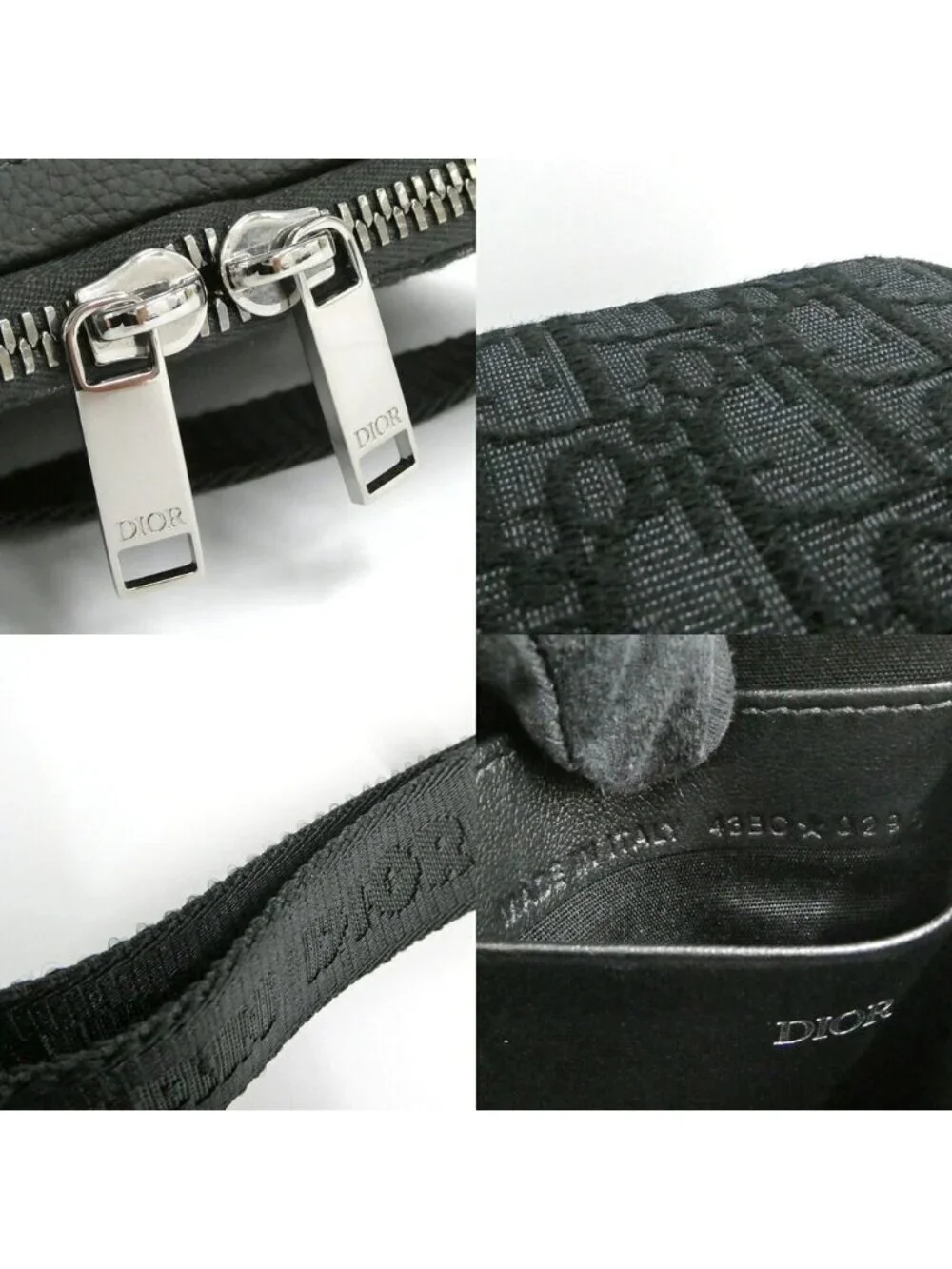 Dior Strap Zip Pouch Jacquard Black Shoulder Bag